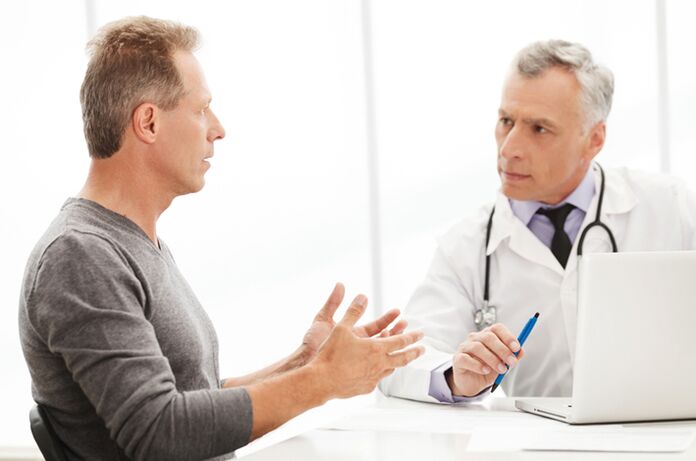 Man with chronic prostatitis at a doctor's appointment